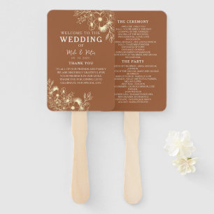 Bohemian Terracotta Wedding Program Hand Fan