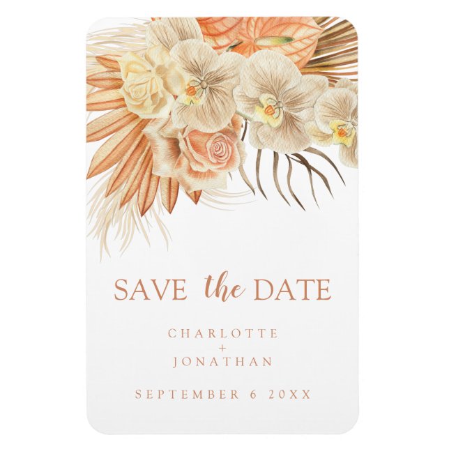 Bohemian Terracotta Wedding Save the Date Magnet (Vertical)