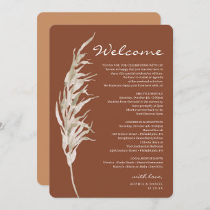 Bohemian Terracotta Wedding Welcome Itinerary Programme