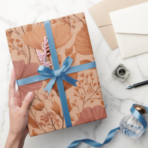 Bohemian Terracotta Wildflower Floral Pattern Wrapping Paper