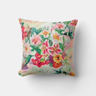 Bohemian Thunder-Bird Tropical Mint Green Flowers Cushion