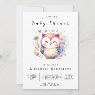 Bohemian Trees Owl Baby Shower Invitation