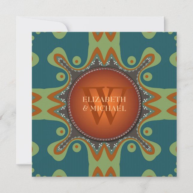 Bohemian Tribal Monogram Wedding Invitation (Front)