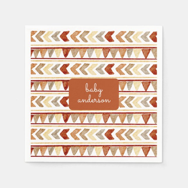 Bohemian Tribal Pattern Baby Shower Napkin (Front)