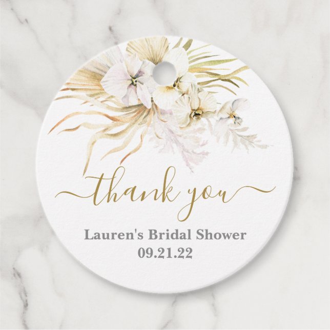 Bohemian Tropical bridal shower Favour Tags (Front)