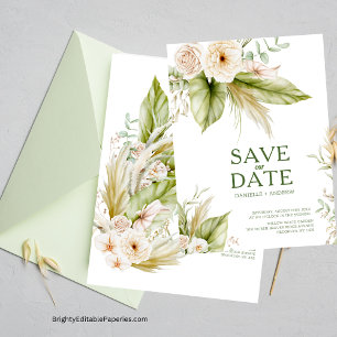 Bohemian Tropical Dedicated Pampas Grass Wedding   Save The Date