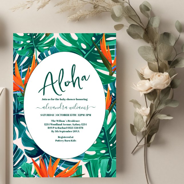 Bohemian tropical floral baby shower invitation (Creator Uploaded)