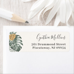Bohemian Tropical Monstera Leaves Return Address
