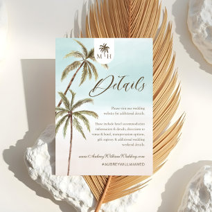 Bohemian Tropical Palm Trees Wedding Guest Details Enclosure Card