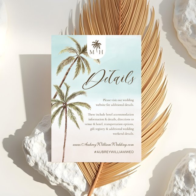 Bohemian Tropical Palm Trees Wedding Guest Details Enclosure Card (Bohemian Tropical Palm Trees Wedding Guest Details Enclosure Card)