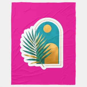 Bohemian Tropical Sun & Palm Leaf Blanket Modern