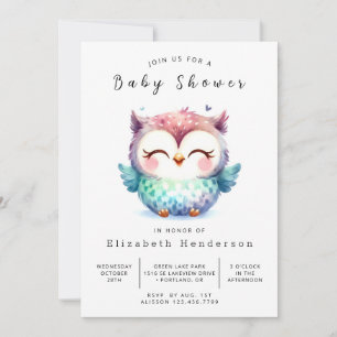 Bohemian Unique Owl Baby Shower Invitation