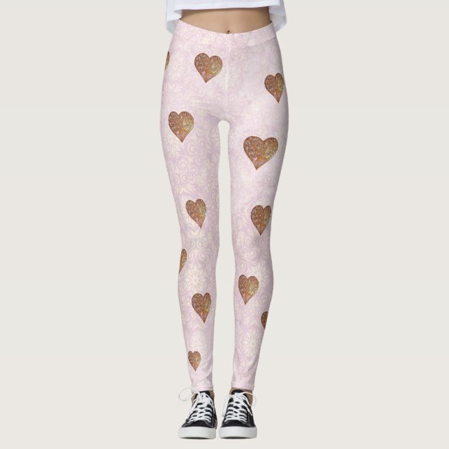 Bohemian Valentine Whimsey 3D  Leggings (Front)