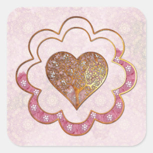 Bohemian Valentine Whimsey 3D VALENTINES WEDDINGS Square Sticker