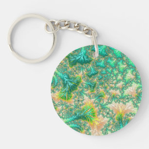 Bohemian Vibrant Trippy Fractal Abstract Spiral Key Ring
