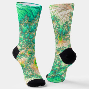 Bohemian Vibrant Trippy Fractal Abstract Spiral Socks