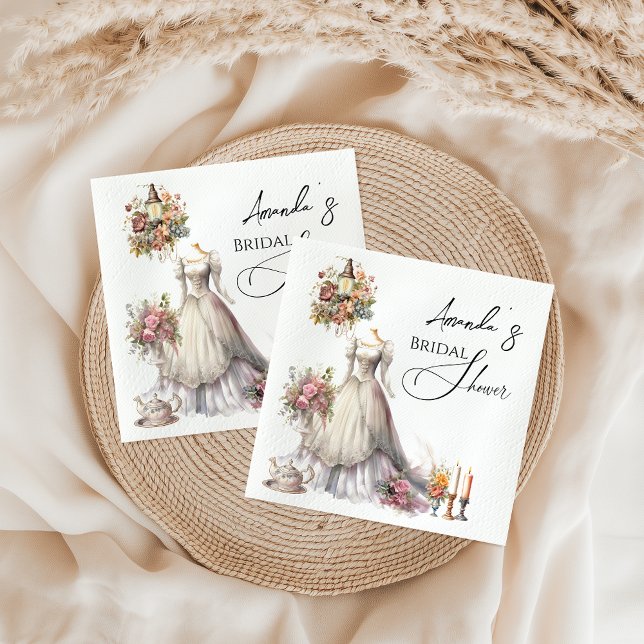 Bohemian Victorian Wedding Dress Tea Bridal Shower Napkin (Creator Uploaded)