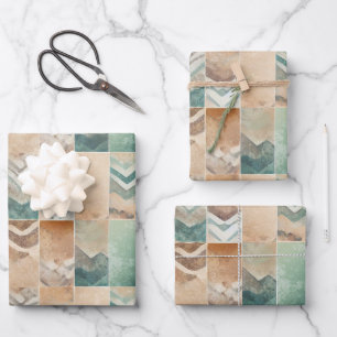 Bohemian Vintage Geometric Turquoise Pattern Wrap Wrapping Paper Sheet