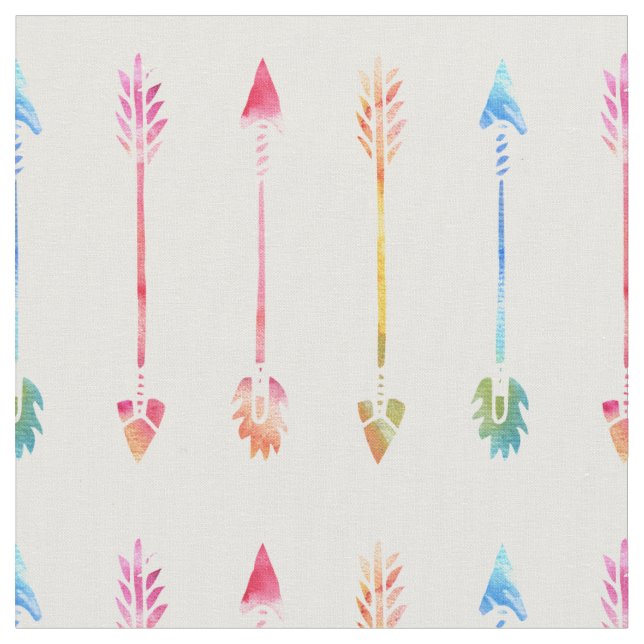Bohemian Watercolor Arrows Pattern Fabric (Close Up)