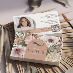 Bohemian Watercolor Boho Floral Eyelash Extensions Business Card