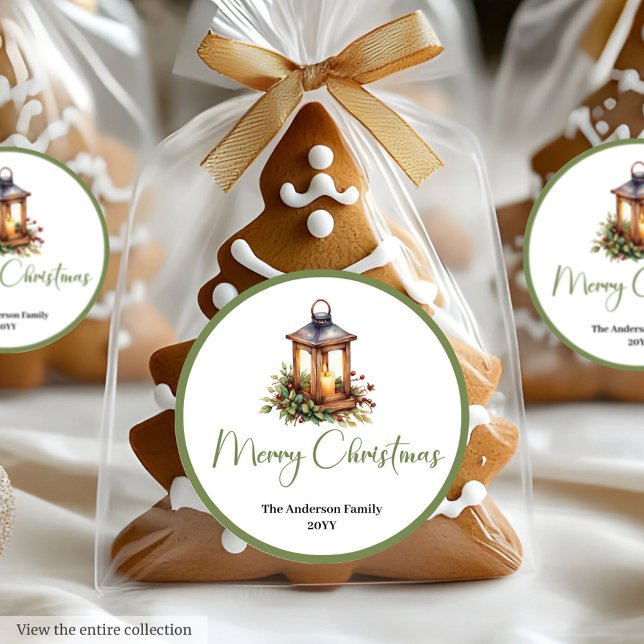 Bohemian Watercolor Christmas Lantern Sticker (Bohemian Watercolor Christmas Lantern Sticker)