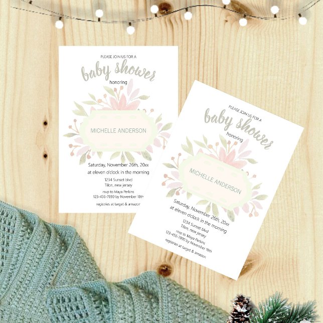 Bohemian Watercolor Floral Gender Neutral Invitation (Creator Uploaded)