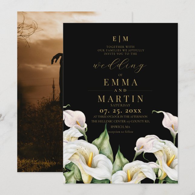 Bohemian Watercolor Florals Wedding Invitation (Front/Back)