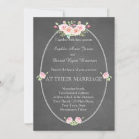 Bohemian Watercolor Flowers Chalk Wedding Invite