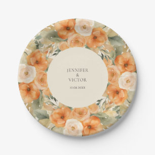 Bohemian Watercolor Flowers Wedding Paper Plate