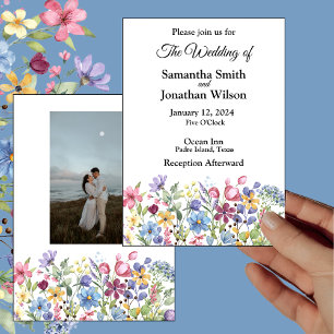 Bohemian Watercolor Garden Flowers Photo Invitation