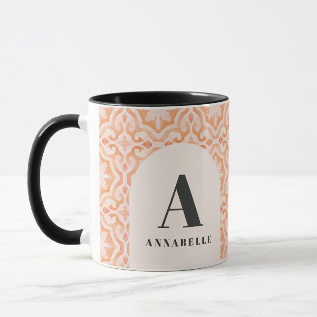 Bohemian watercolor pastel moroccan peach birthday mug (Left)