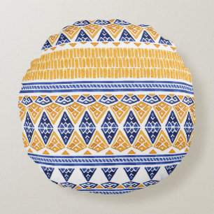 Bohemian Watercolor: Seamless Artistic Pattern. Round Cushion