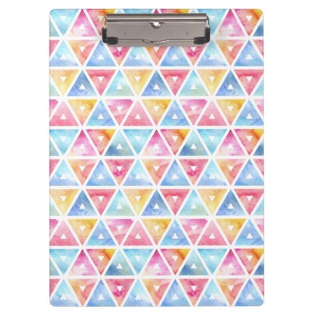 Bohemian Watercolor Triangles Clipboard (Front)