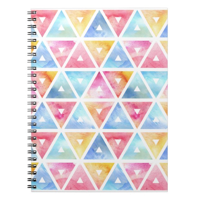Bohemian Watercolor Triangles Spiral Notebook (Front)