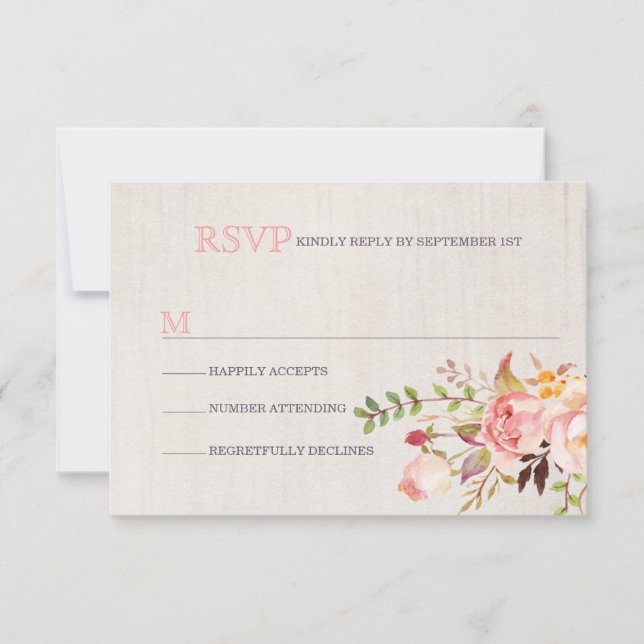 Bohemian Watercolor Wedding RSVP Cards (Front)