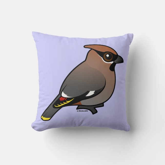 Bohemian Waxwing Cushion (Front)