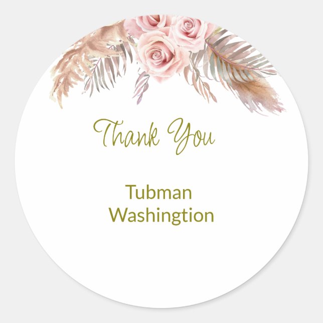 Bohemian  Wedding Favour Classic Round S Sticker (Front)