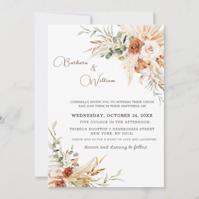 Bohemian Wedding Invitation Card Template (Front)