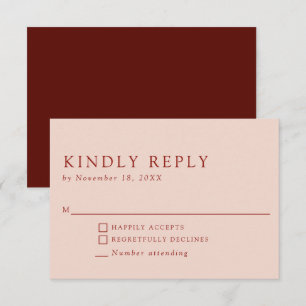 Bohemian Wedding Kindly Reply Elegant Burnt Orange RSVP Card