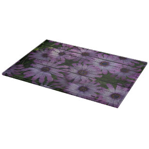 Bohemian Western Country Barn Board purple daisy