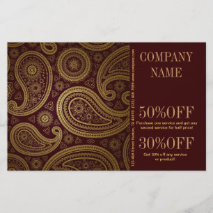 Bohemian Western Country Gold burgundy paisley Flyer