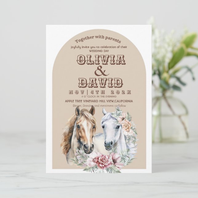  Bohemian Western Rustic Wedding Invitation (Standing Front)