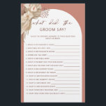 Bohemian what did the groom say bridal shower flye<br><div class="desc">Designed to coordinate with our Boho Terracotta Pampas Grass Collection, this bohemian style what did the groom say bridal shower game features the trendy & popular arch in terracotta hues. For more advanced customisation of this design, e.g. changing layout, font or text size please click the "CUSTOMIZE" button above. Please...</div>