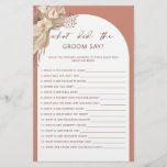 Bohemian what did the groom say bridal shower flye flyer<br><div class="desc">Designed to coordinate with our Boho Terracotta Pampas Grass Collection, this bohemian style what did the groom say bridal shower game features the trendy & popular arch in terracotta hues. For more advanced customisation of this design, e.g. changing layout, font or text size please click the "CUSTOMIZE" button above. Please...</div>