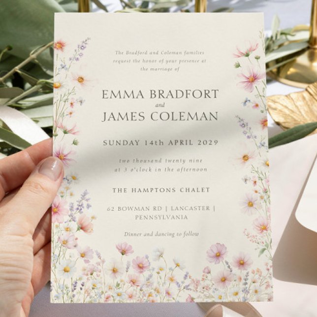 Bohemian Whimsical  Wildflowers Formal Wedding Invitation (Bohemian Whimsical Wildflowers Formal Wedding Invitation)