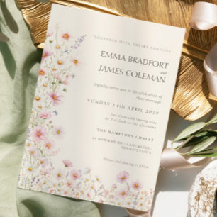 Bohemian Whimsical Wildflowers Wedding Invitation