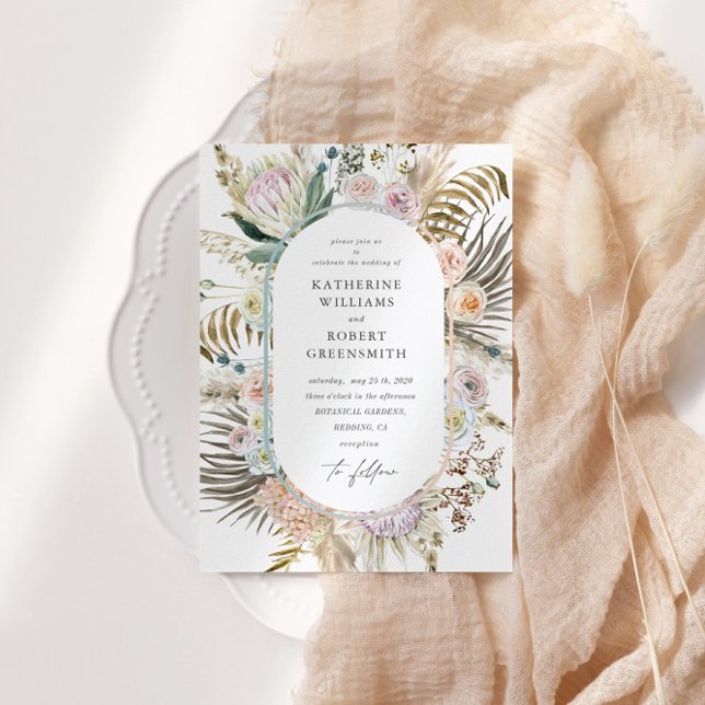 Bohemian White And Cream Elegant Floral Wedding Invitation (Creator Uploaded)