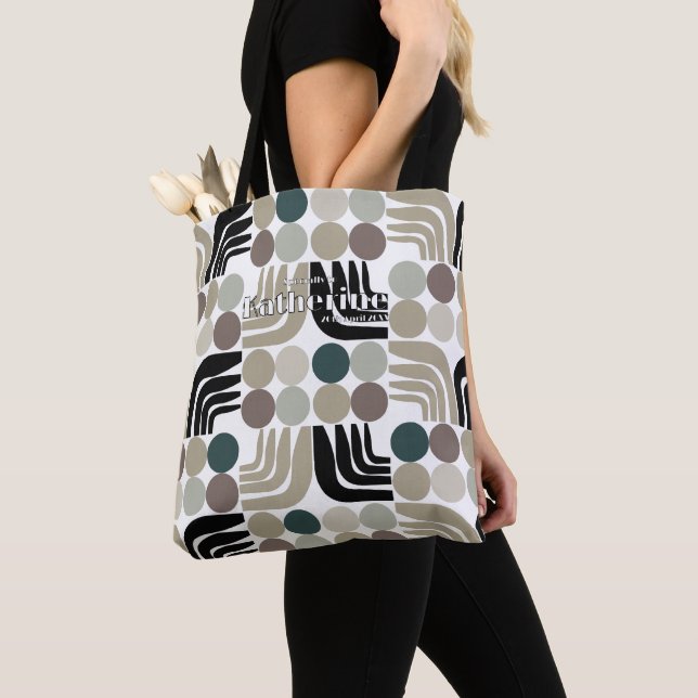 Bohemian White Black Grey Tote Bag (Close Up)