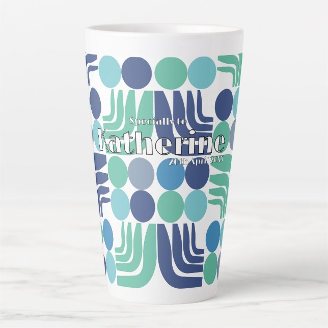 Bohemian White Blue Latte Mug (Front)