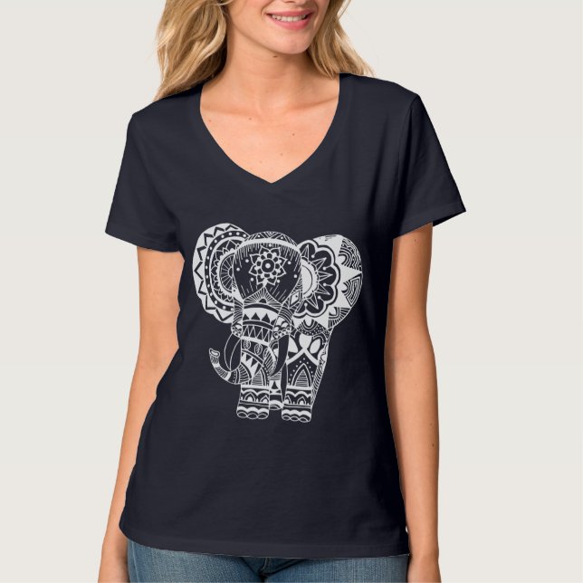 Bohemian white Elephant Tee Shirt (Front)